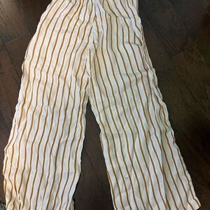 Striped Kids Pants in White and Tan